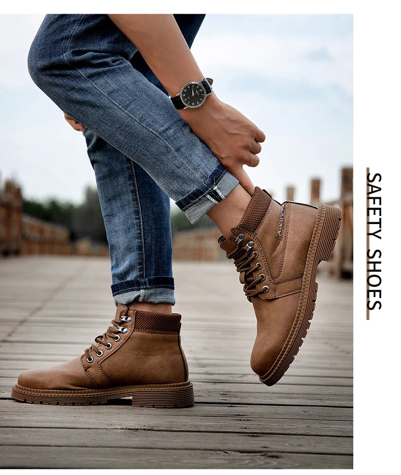 Latest Design Winter Plush Safety Boots Men Waterproof Steel Toe Indestructible Shoes Anti Smashing Puncture Proof Male Footwear