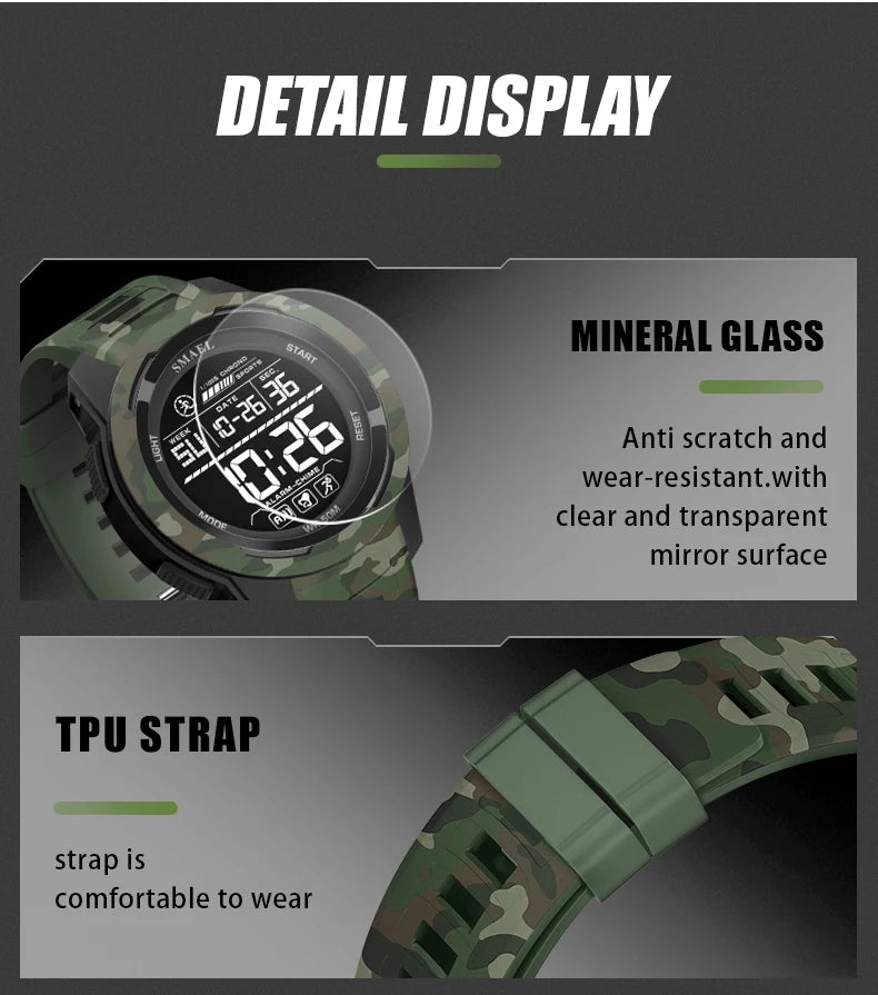 Military Watch Men Sports Watches Digital LED 50M Wateproof 8105C S Shock Resistant Military Watches Amry Men's Wristwatches