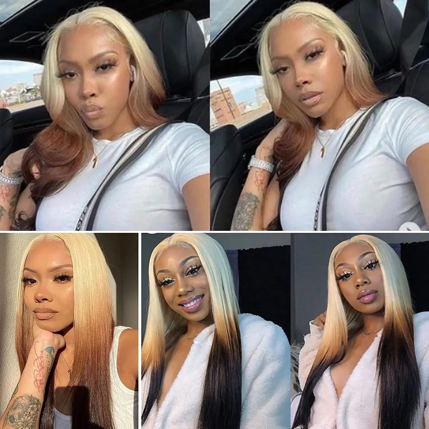 13X6 Lace Front Wig Highlight Black with Red Blonde Wig Synthetic 13x4 Lace Front Wigs Pre Plucked With Hairline Women's Wig