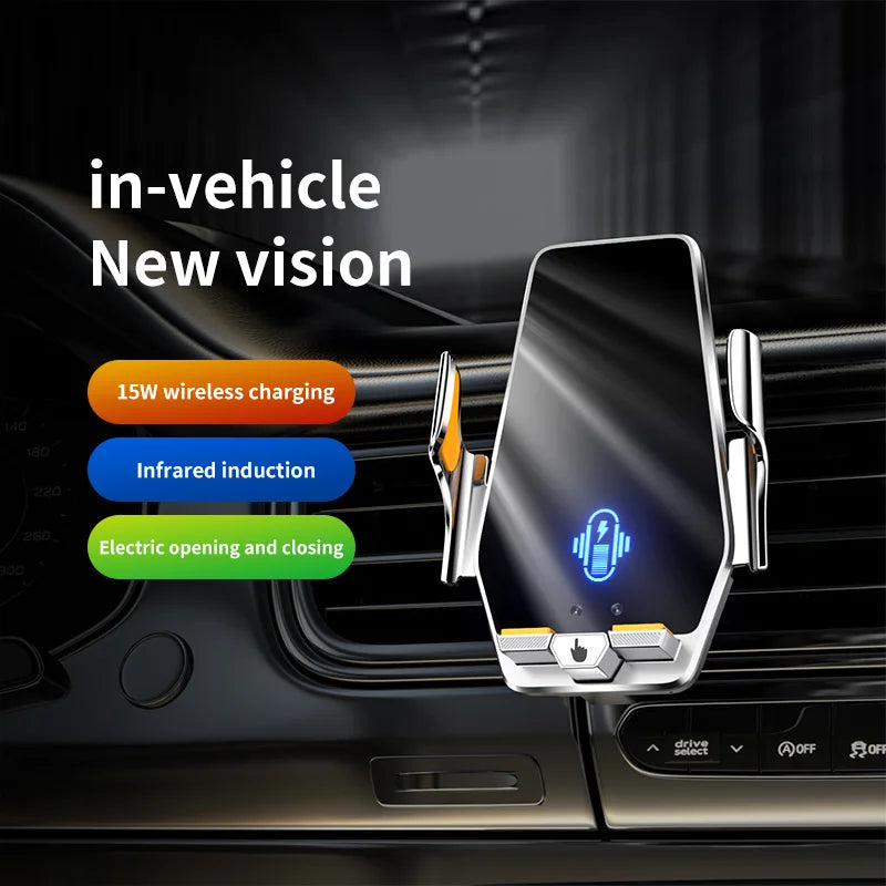 Max 66W Magnetic Head Car Phone Holder 15W Wireless Charger Touch Control Infrared Sensing Motor Vehicle Stand for iPhone Xiaomi