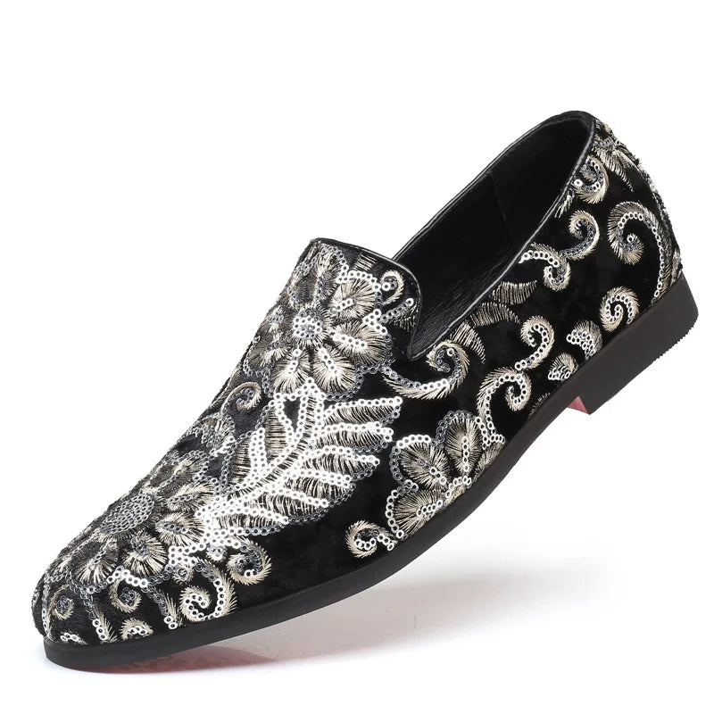 Designer Men's Dress Shoes Luxury Embroidery Men Loafers Italian Brand Wedding Shoes Fashion Party Shoes for Men Oxford Shoe New