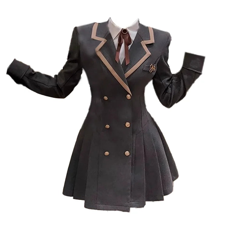 Korean Fashion Woolen Suit Dresses for Women Winter New College Style Sweet Waist up Slim High-end A-line Pleated Mini Dress