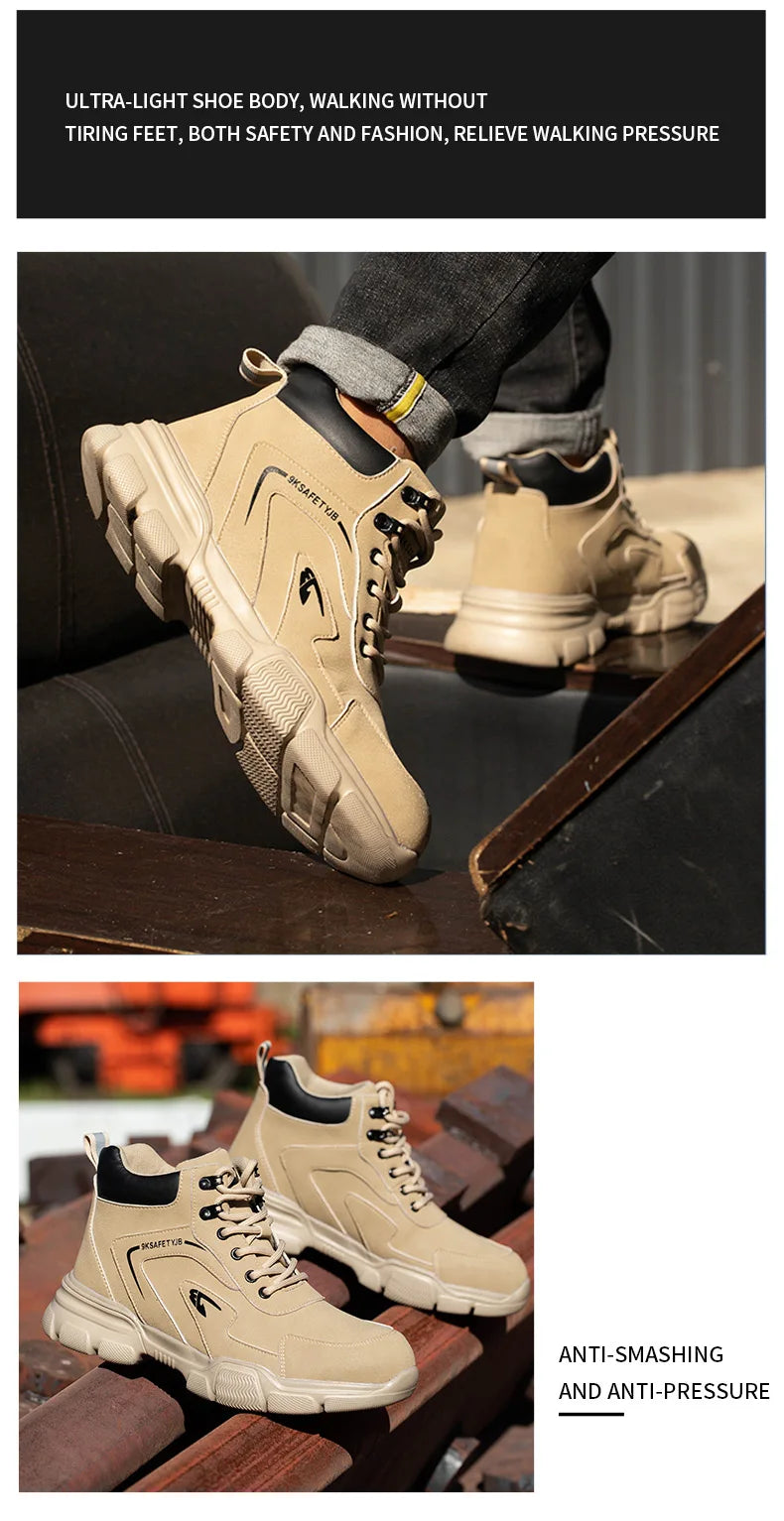 Latest Design Winter Plush Safety Boots Men Waterproof Steel Toe Indestructible Shoes Anti Smashing Puncture Proof Male Footwear