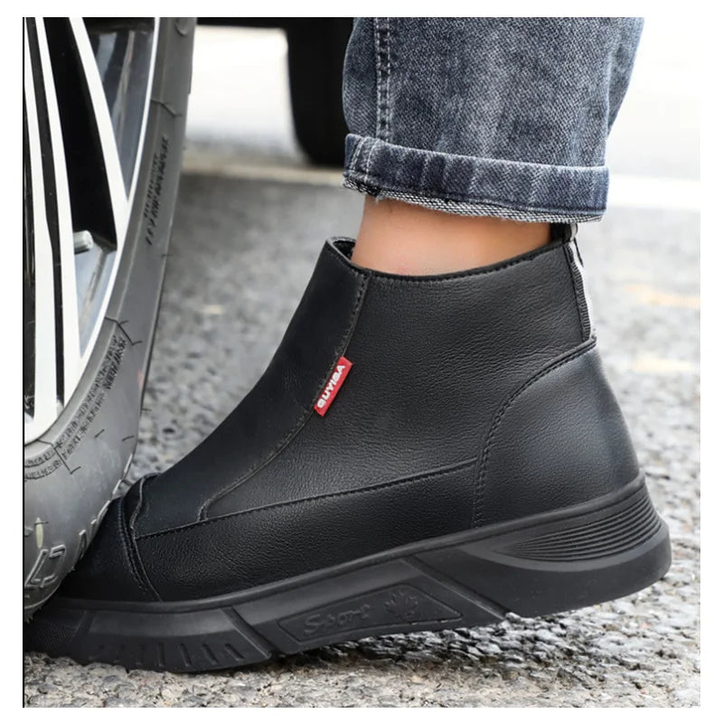 Latest Design Winter Plush Safety Boots Men Waterproof Steel Toe Indestructible Shoes Anti Smashing Puncture Proof Male Footwear