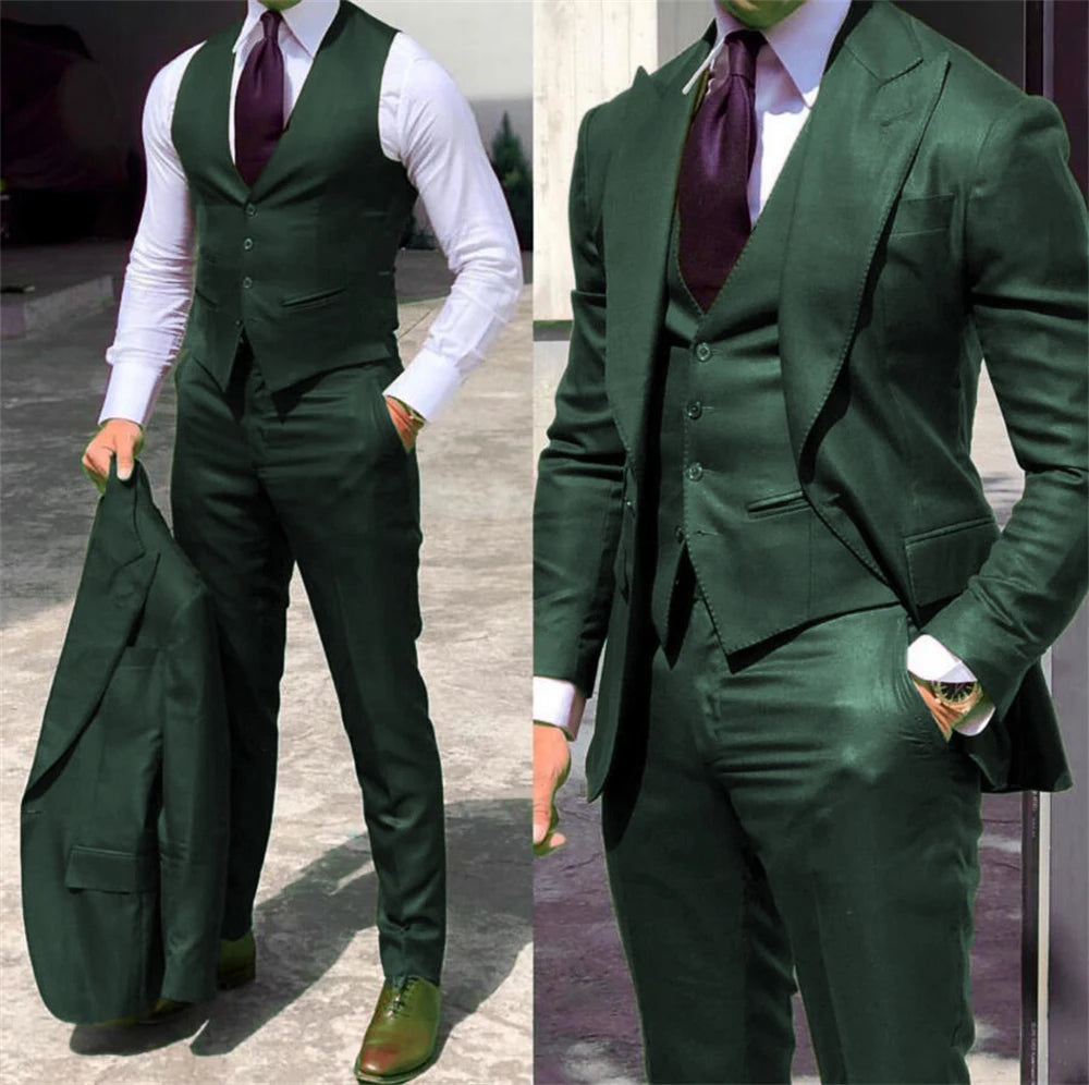 solid color formal business suits Full men's suits Pointed collar Single Breasted high-quality wedding art Graduation