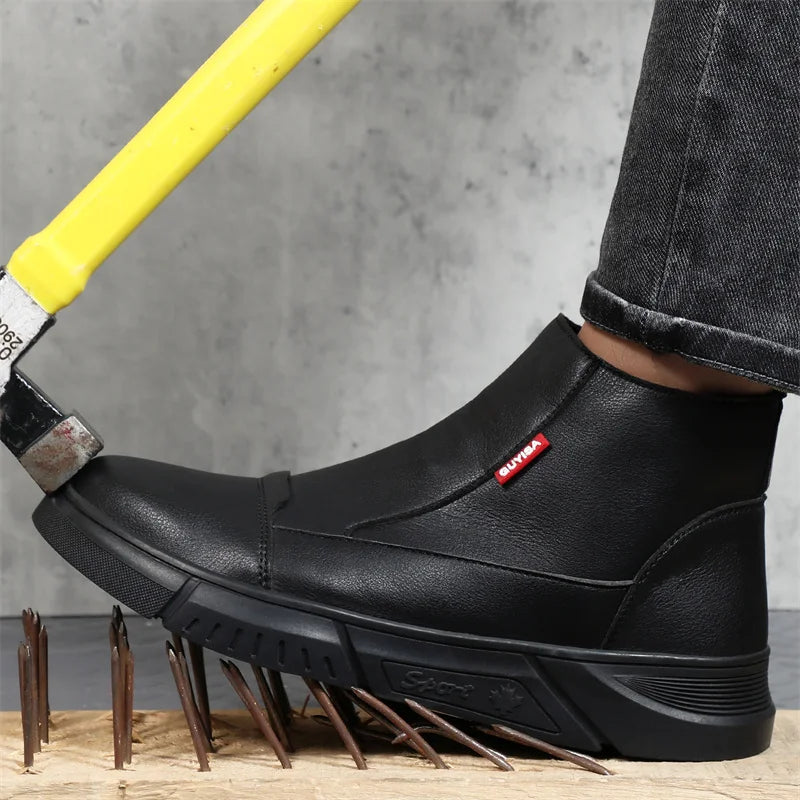 Latest Design Winter Plush Safety Boots Men Waterproof Steel Toe Indestructible Shoes Anti Smashing Puncture Proof Male Footwear