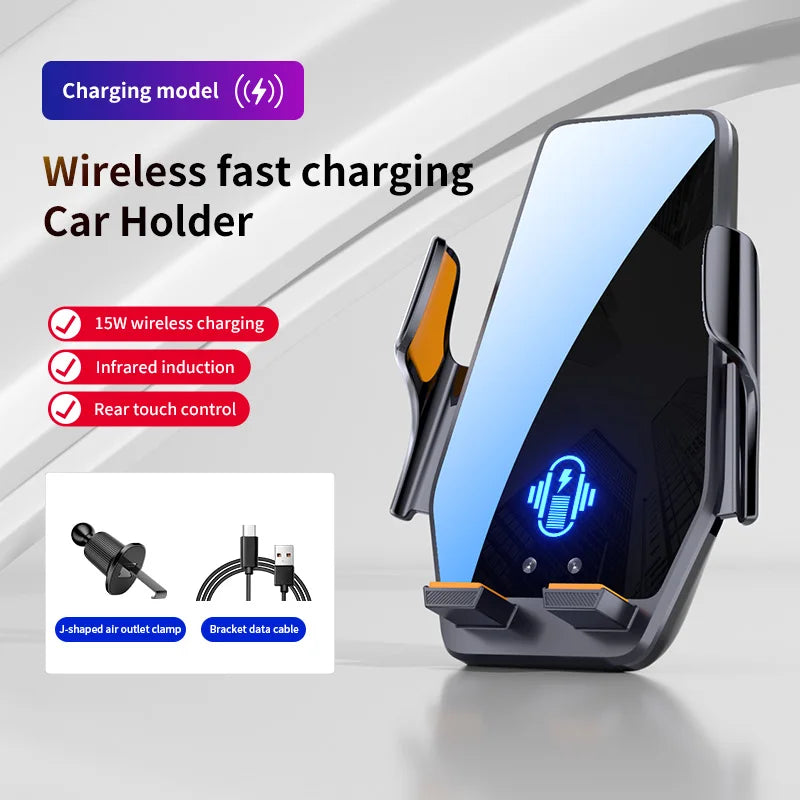 Max 66W Magnetic Head Car Phone Holder 15W Wireless Charger Touch Control Infrared Sensing Motor Vehicle Stand for iPhone Xiaomi
