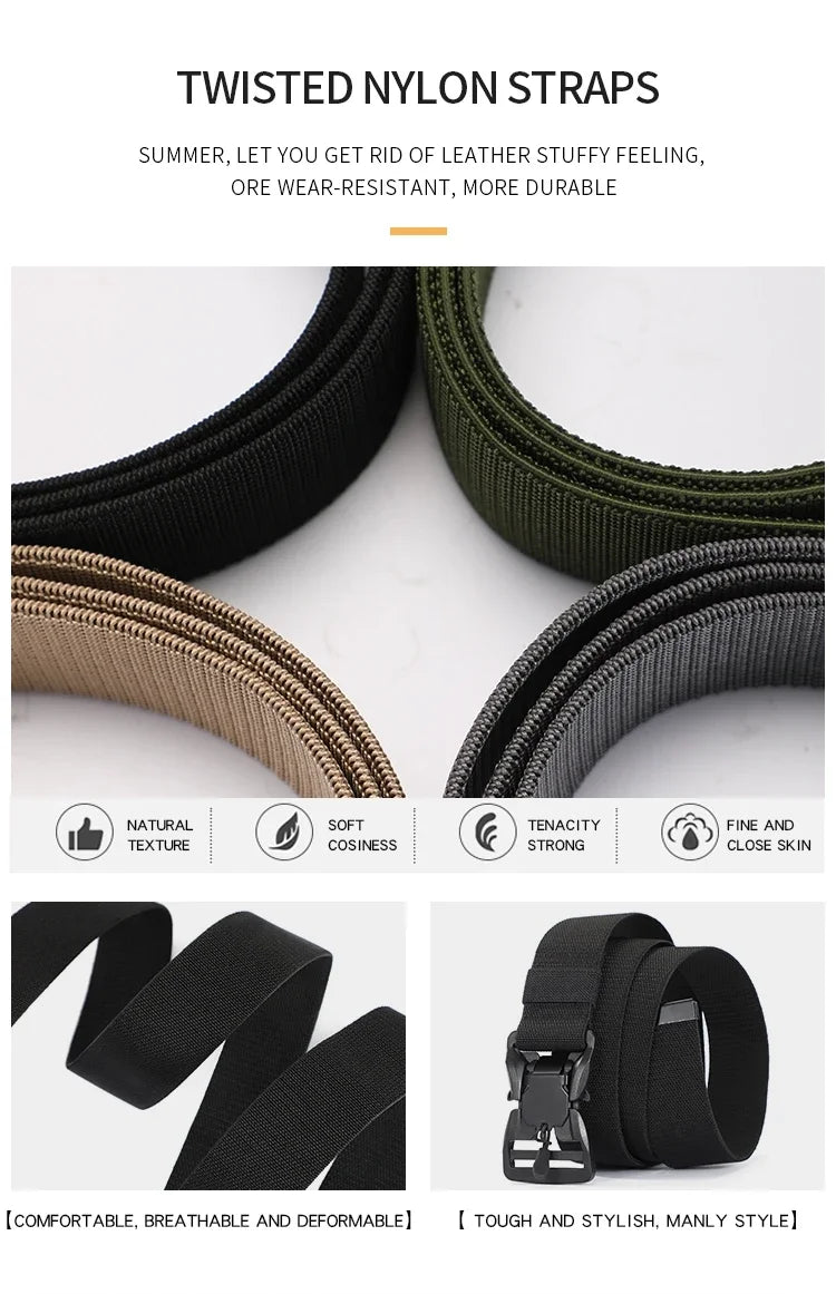 New Quick Release Pluggable Buckle Sports Belt Breathable ElasticMen Belts For Men Elastic Pants Belt