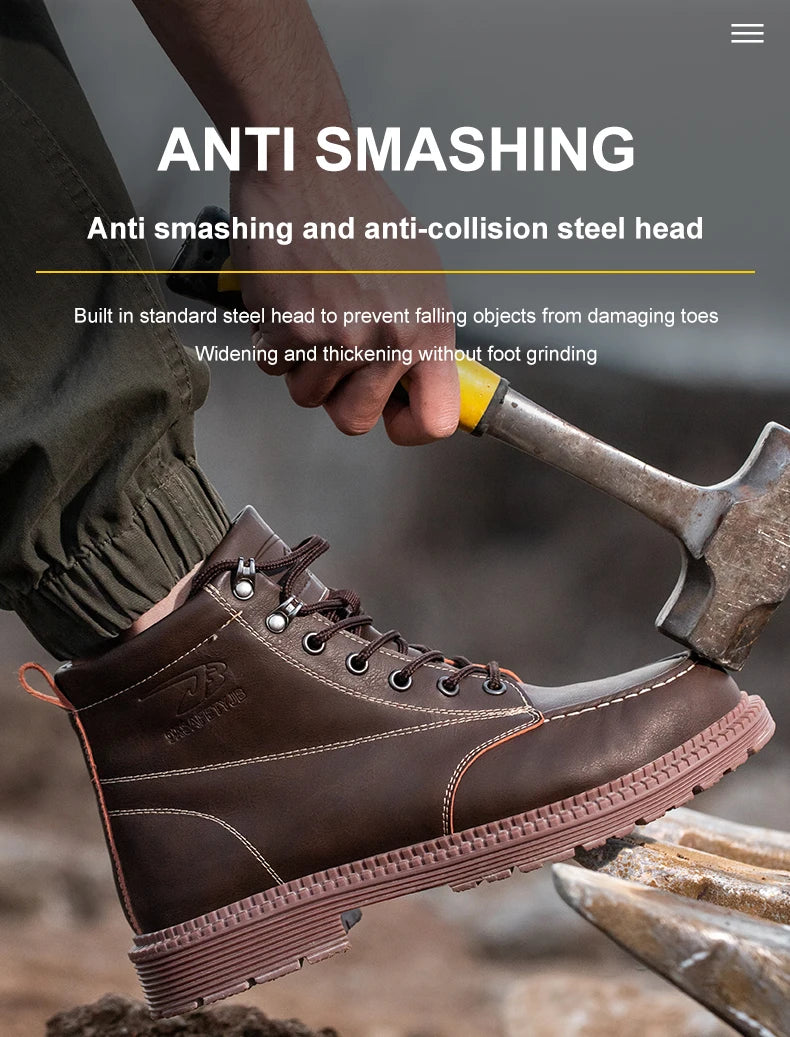 Latest Design Winter Plush Safety Boots Men Waterproof Steel Toe Indestructible Shoes Anti Smashing Puncture Proof Male Footwear