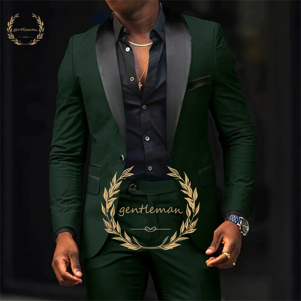 Men's black and red shawl one button suit, men's elegant slim fashion suit custom party cocktail casual tuxedo