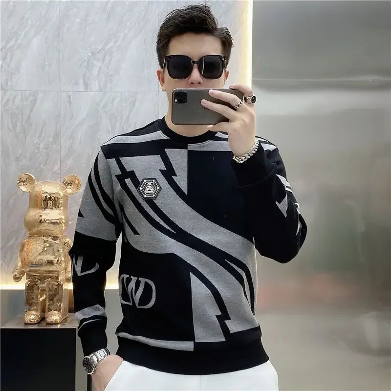 Slim Fit Male Sweatshirt Harajuku Fashion Men's Pullover Winter Emo Sweat Shirt Designer High Quality Warm Streetwear Luxury Xxl