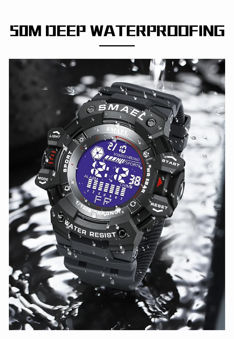 2023 Men Watches Luxury Man Military Watch SMAEL 8050 Waterproof Big Dial Fashion LED Backlight Sport Digital Watch For Men
