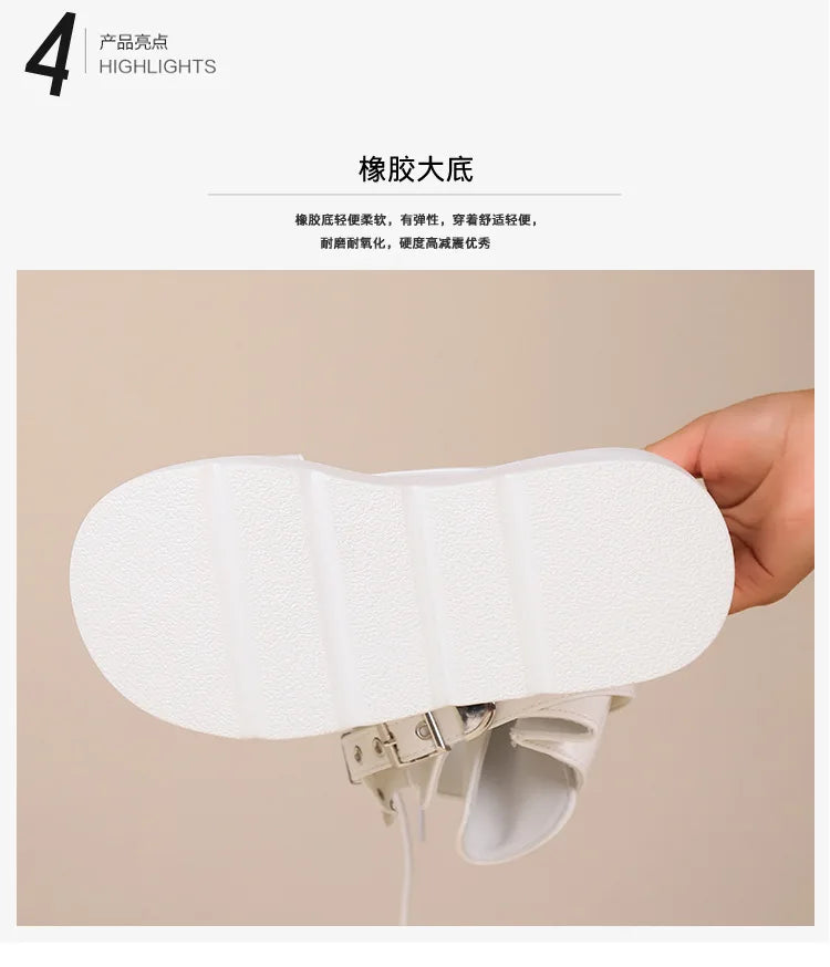 Ladies Platform Boots Fashion Chain Punk Goth Wedges 8cm High Heels Women's Boots Party Street Cosplay Woman Shoes Bota Feminina