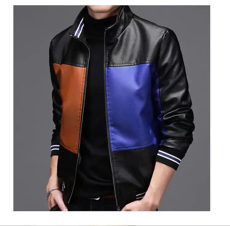 2024 Winter New PU Leather Men's Jackets Winter Fake Fur One Jacket Thickened Warm Turn Collar Coat Men's Padded Leather Jacket