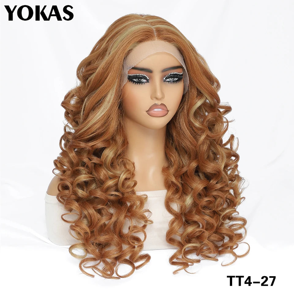 24 Inch Synthetic Lace Front Wigs For Afro Women Curly Afro Lace Front Wigs for Black Women High Temperature Fiber Wigs