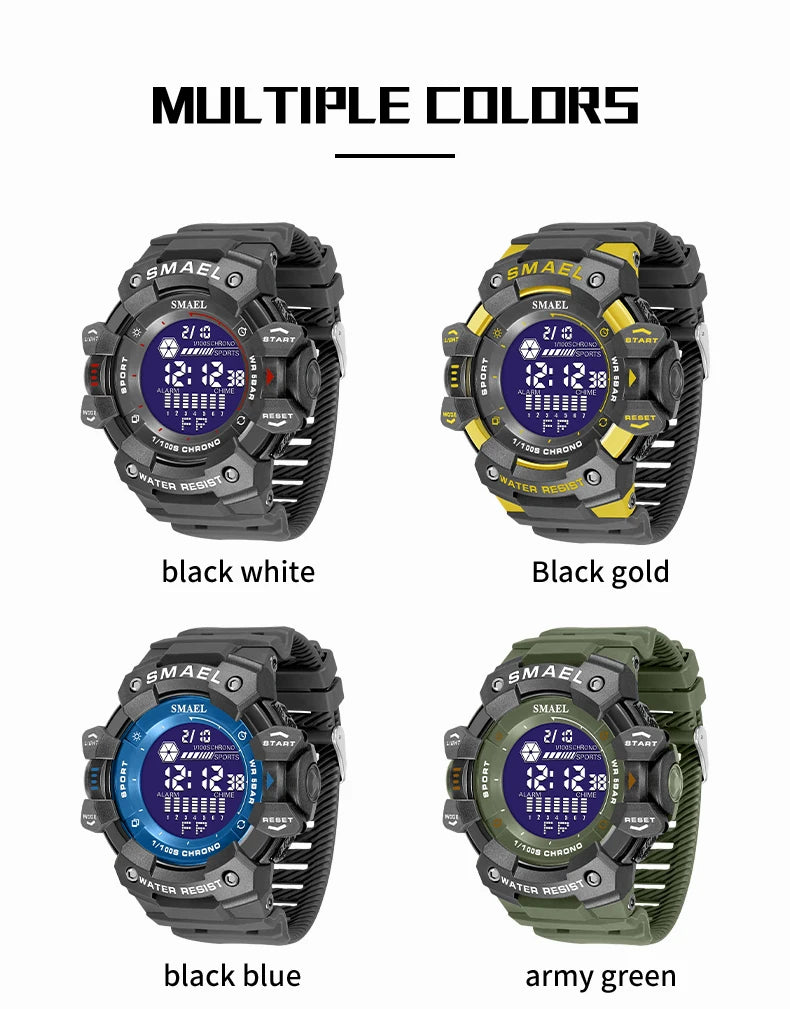 2023 Men Watches Luxury Man Military Watch SMAEL 8050 Waterproof Big Dial Fashion LED Backlight Sport Digital Watch For Men