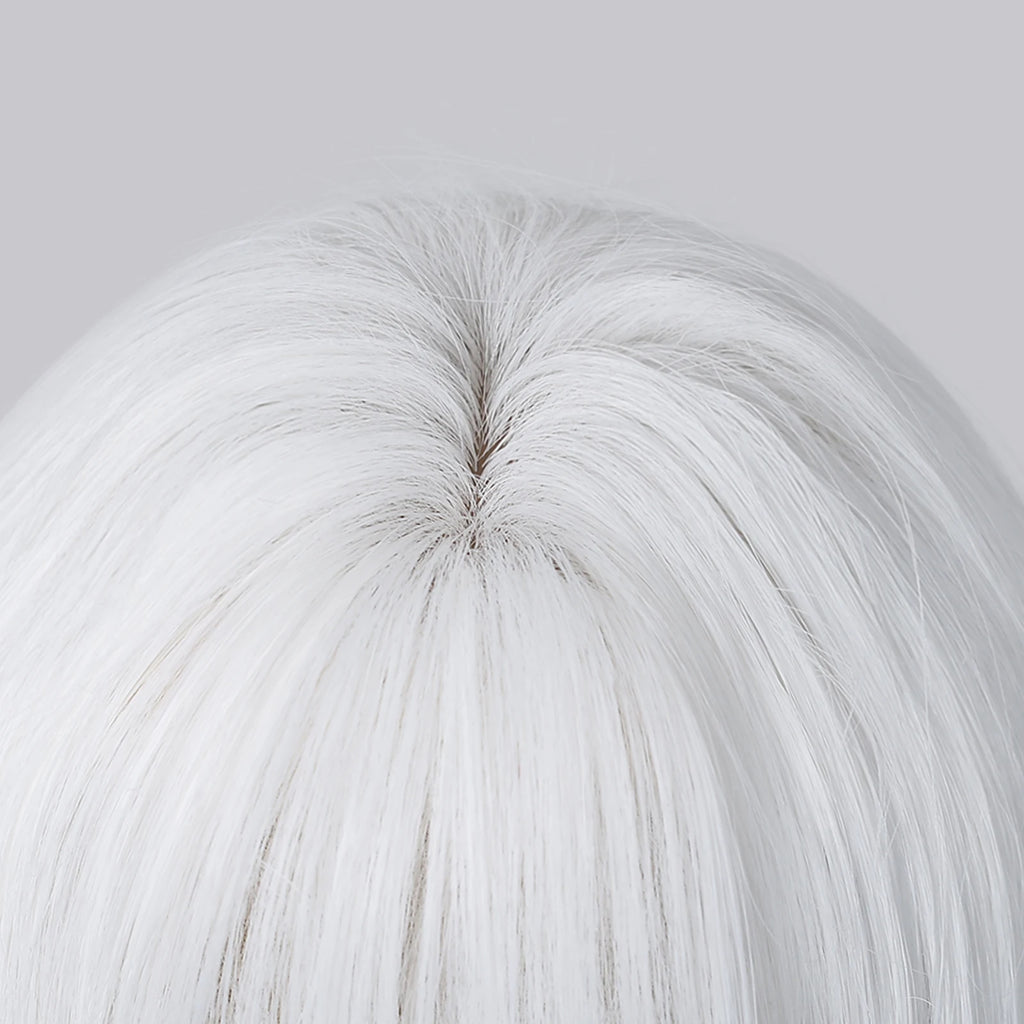 HENRY MARGU White Long Straight Synthetic Wigs for Women Colorful Cosplay Party Fake Hair with Bangs White Wig HighTemperature