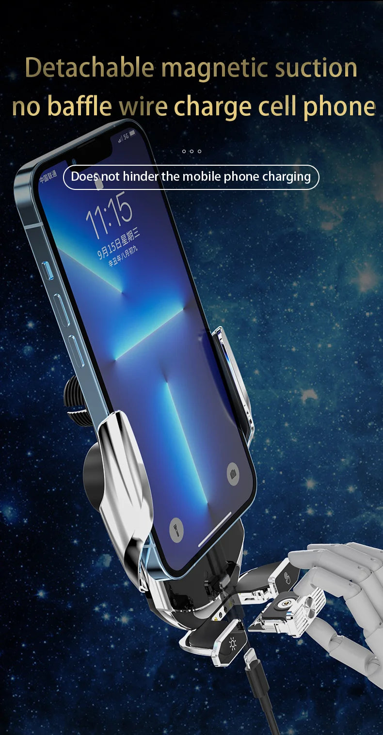 Car Phone Holder Wireless Charger For iPhone 12 13 14 15 Pro Max Sucker For Windshield Dashboard Air Vent Fast Charging Station