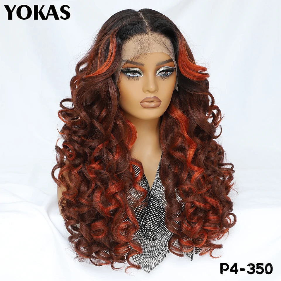 24 Inch Synthetic Lace Front Wigs For Afro Women Curly Afro Lace Front Wigs for Black Women High Temperature Fiber Wigs