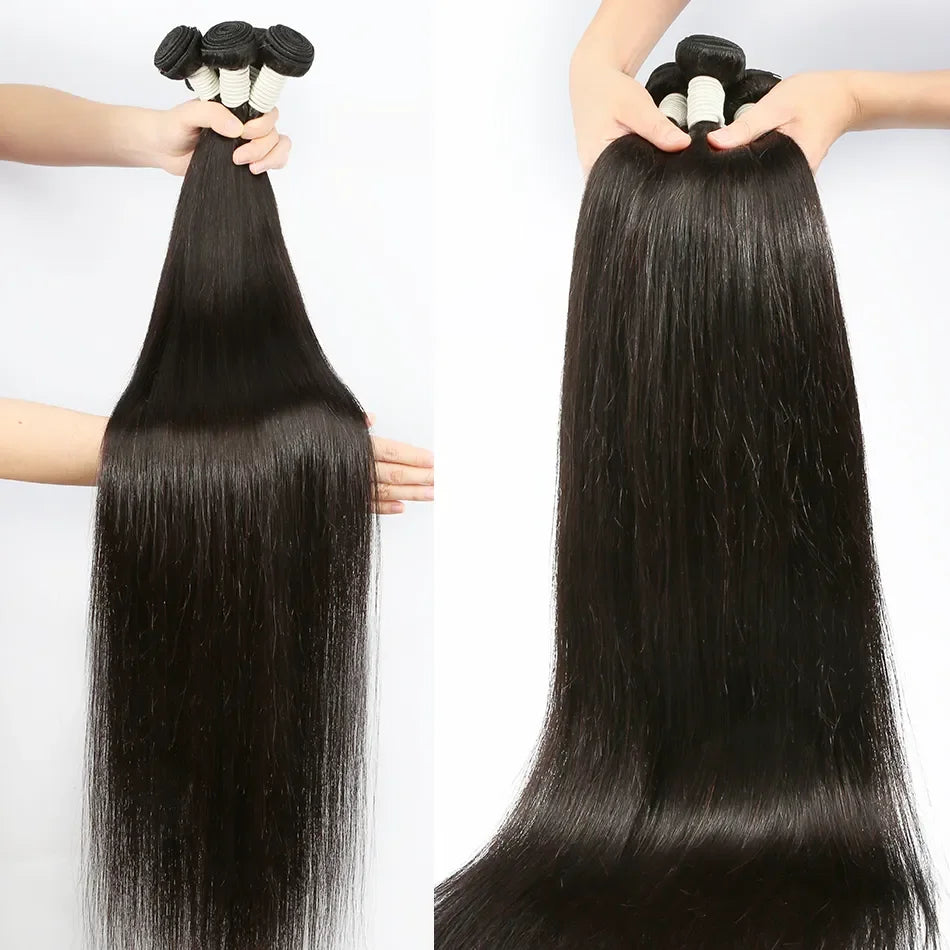 Peruvian Bone Straight Human Hair Bundles Deal Unprocessed Virgin Hair Extensions Long Thick Cheap Brazilian Hair Weave Natural