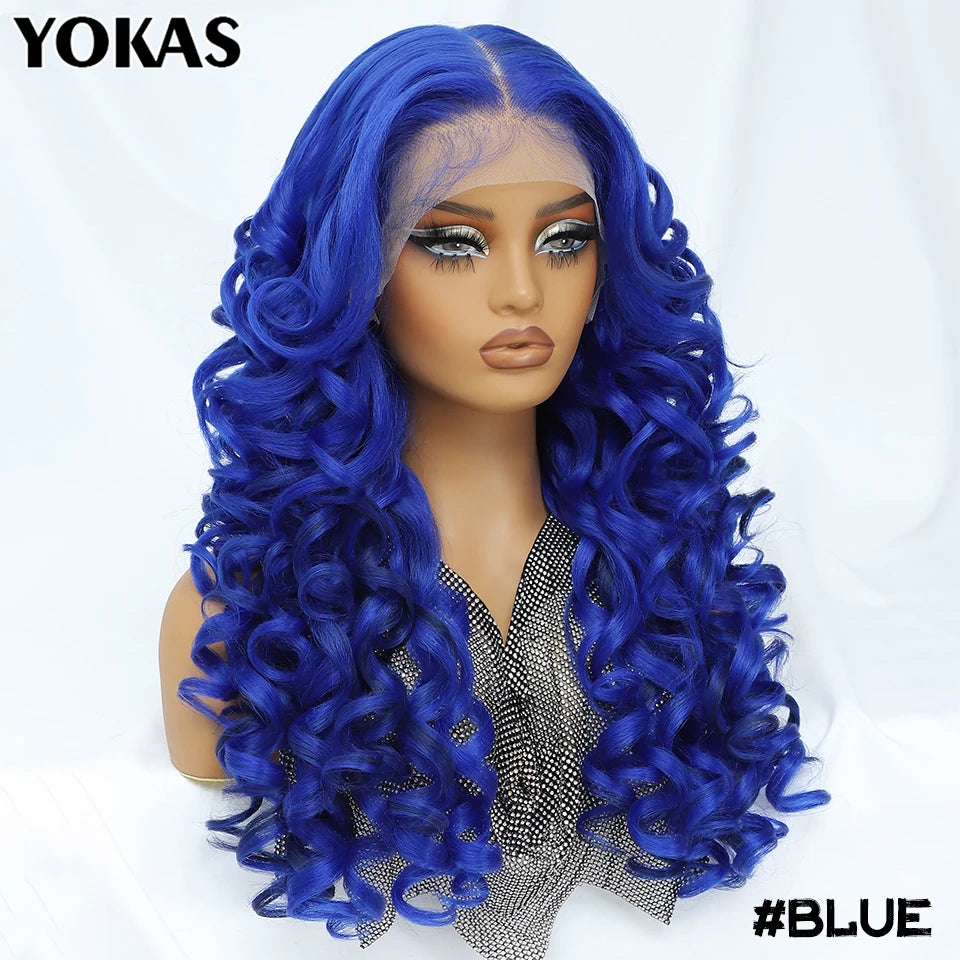 24 Inch Synthetic Lace Front Wigs For Afro Women Curly Afro Lace Front Wigs for Black Women High Temperature Fiber Wigs