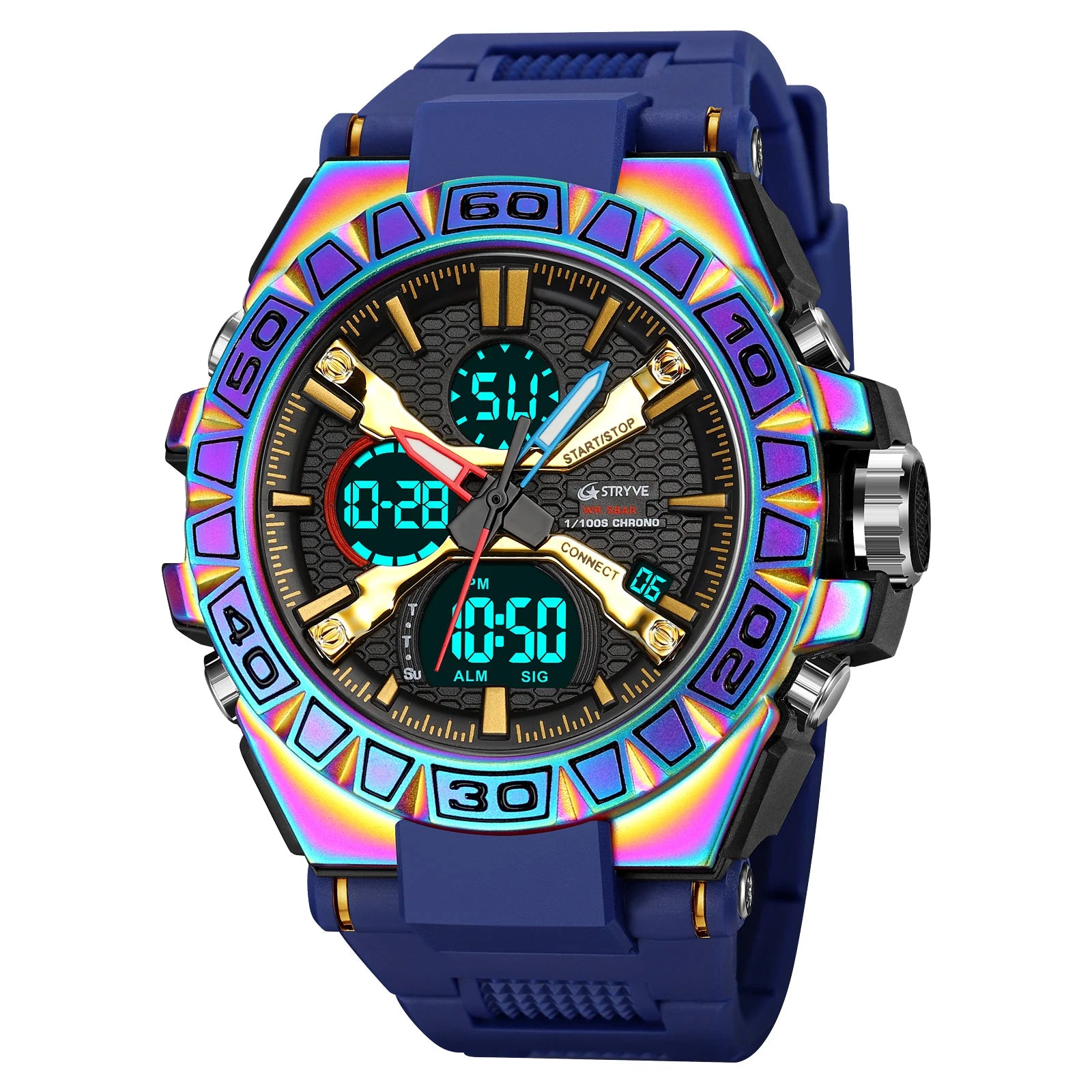 New STRYVE Brand Sports Relojs Hot Men's Digital-Analog Dual Movement Luminous Calendar 5ATM Waterproof Watches 8025 and 8026