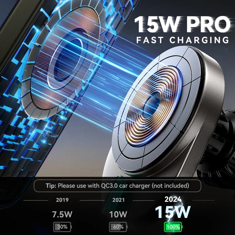 Joyroom Magnetic Car Phone Holder 15W Wireless Charging Car Phone Mount Charger Air Vent Phone Holder For iPhone 16/15/14/13/12