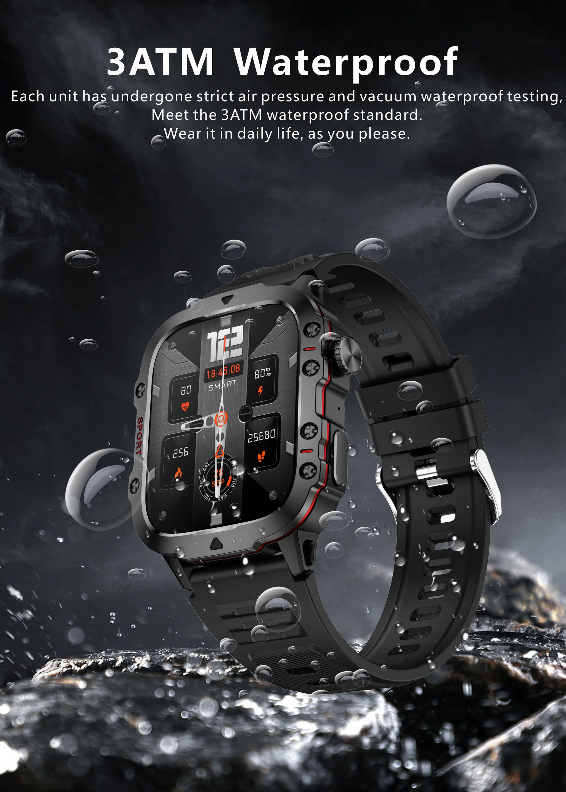 2025 Rugged Military Smart Watch Men Outdoor Watches lP68 Waterproof 2.01" Al Voice Bluetooth Call Smartwatch For Android lOS