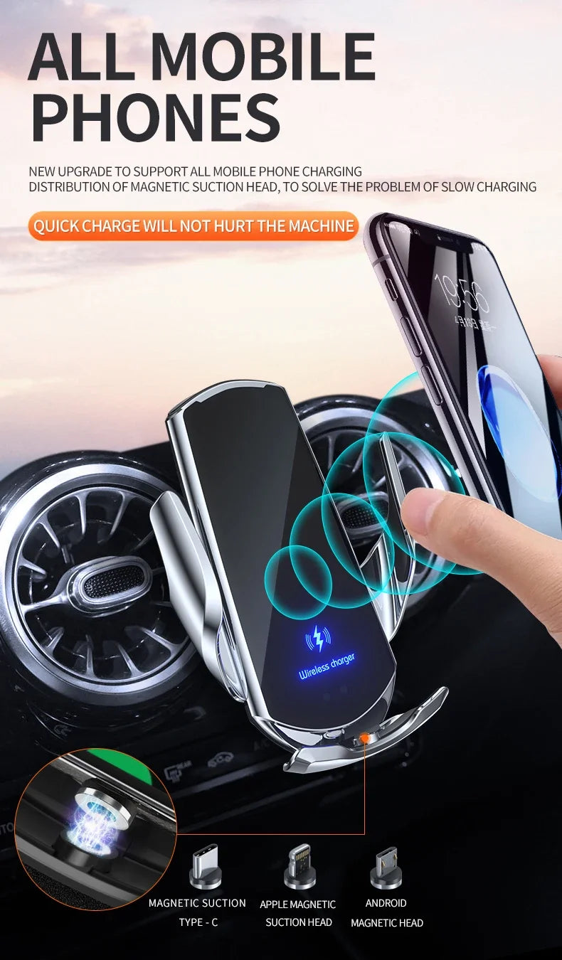 30W Car Wireless Charger Magnetic Automatic Car Mount Phone Holder Mobile Phone Accessrios Infrared Induction for iPhone Xiaomi