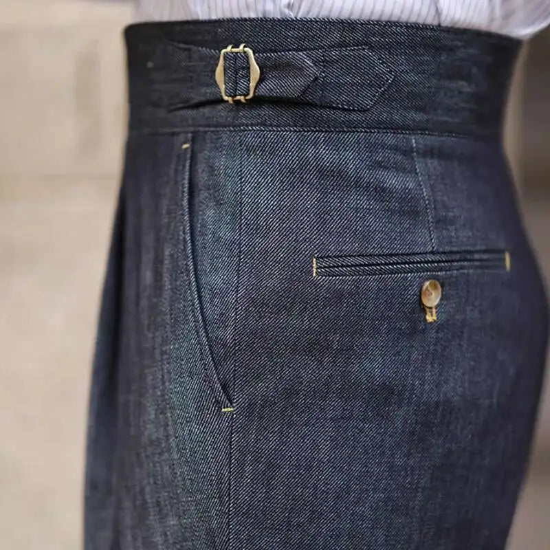 2022 Fashion Mens Dress Pant High Waist Straight Pants Men Spring  Business Versatile Belt Trouser Gentleman Paris Button Pant