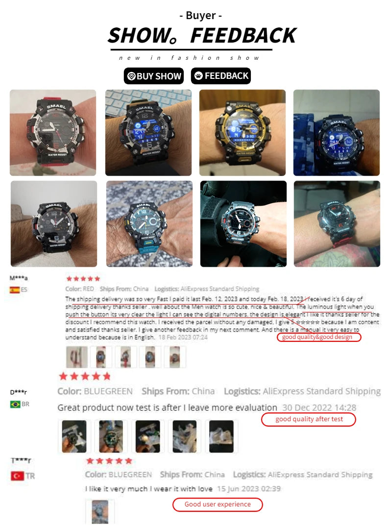 SMAEL Men Watches  50m Waterproof Sports Watch Military Man Sports Watch Digital 8072 Dual Display Watch  Quartz  Led Digital
