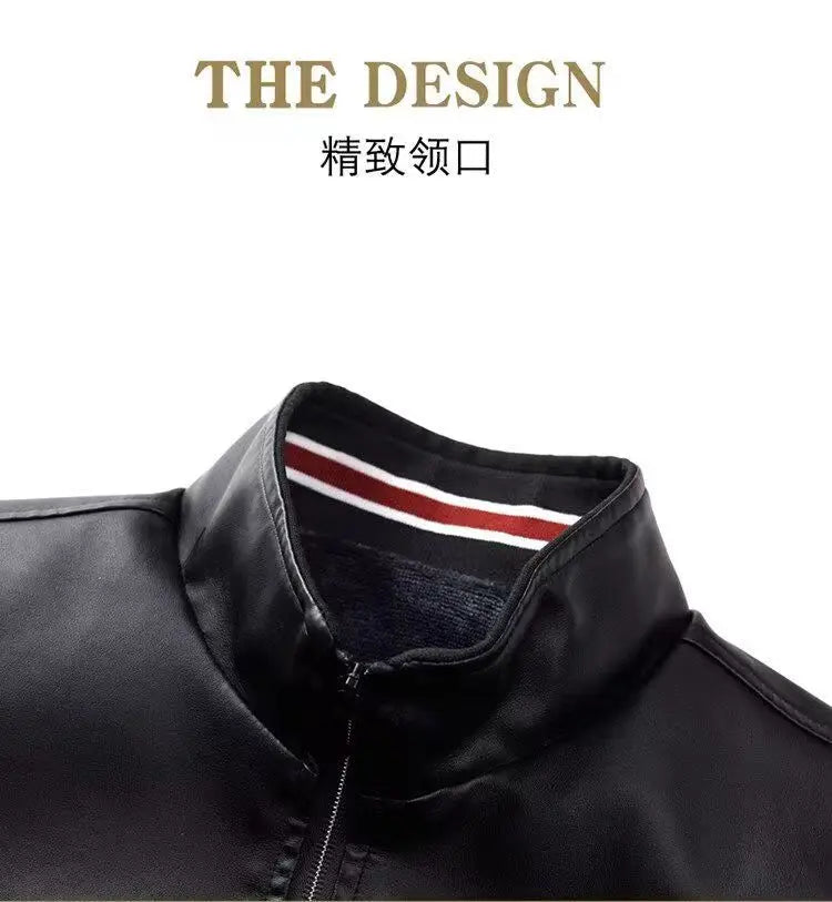 2024 Winter New PU Leather Men's Jackets Winter Fake Fur One Jacket Thickened Warm Turn Collar Coat Men's Padded Leather Jacket