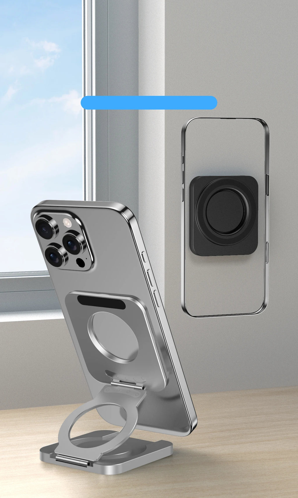 Foldable Double Sided Magnetic Phone Holder for Magsafe Gym Treadmill Universal Folding Car Holder Magnetic Smartphone Stand