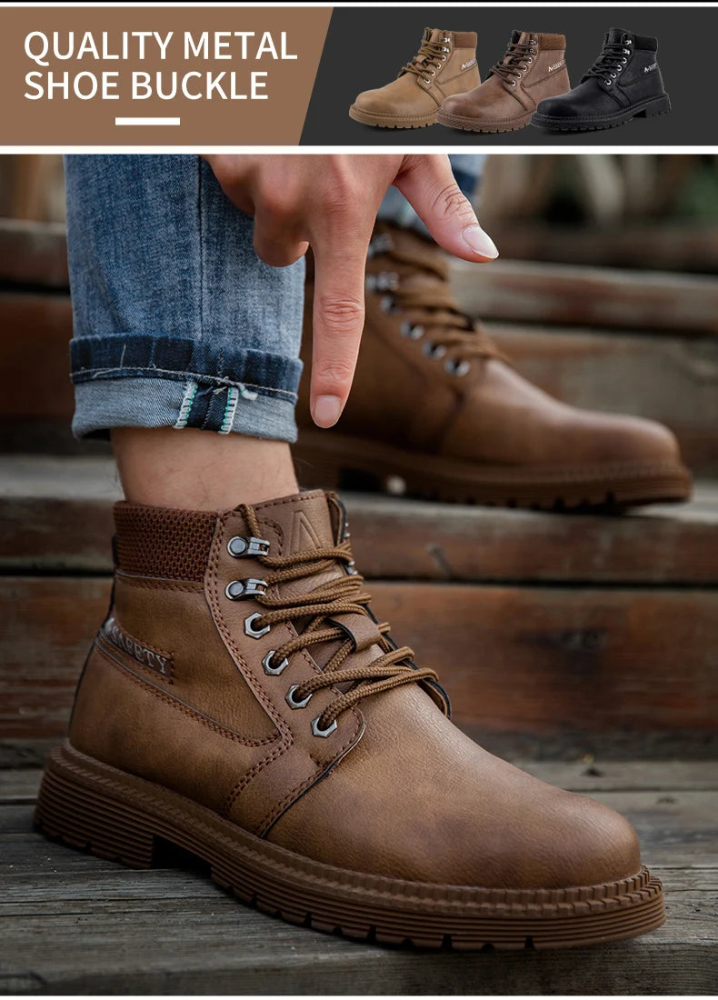 Latest Design Winter Plush Safety Boots Men Waterproof Steel Toe Indestructible Shoes Anti Smashing Puncture Proof Male Footwear