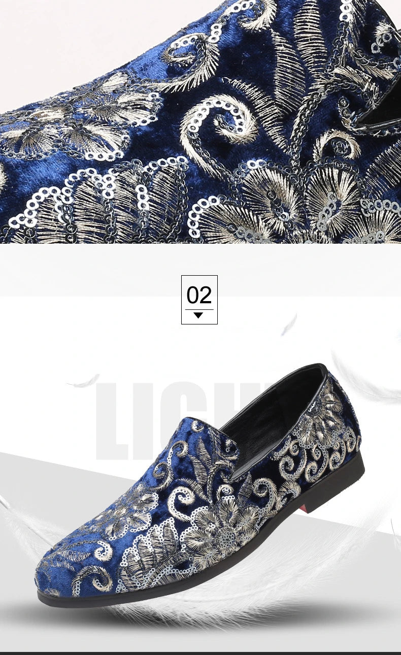 Designer Men's Dress Shoes Luxury Embroidery Men Loafers Italian Brand Wedding Shoes Fashion Party Shoes for Men Oxford Shoe New
