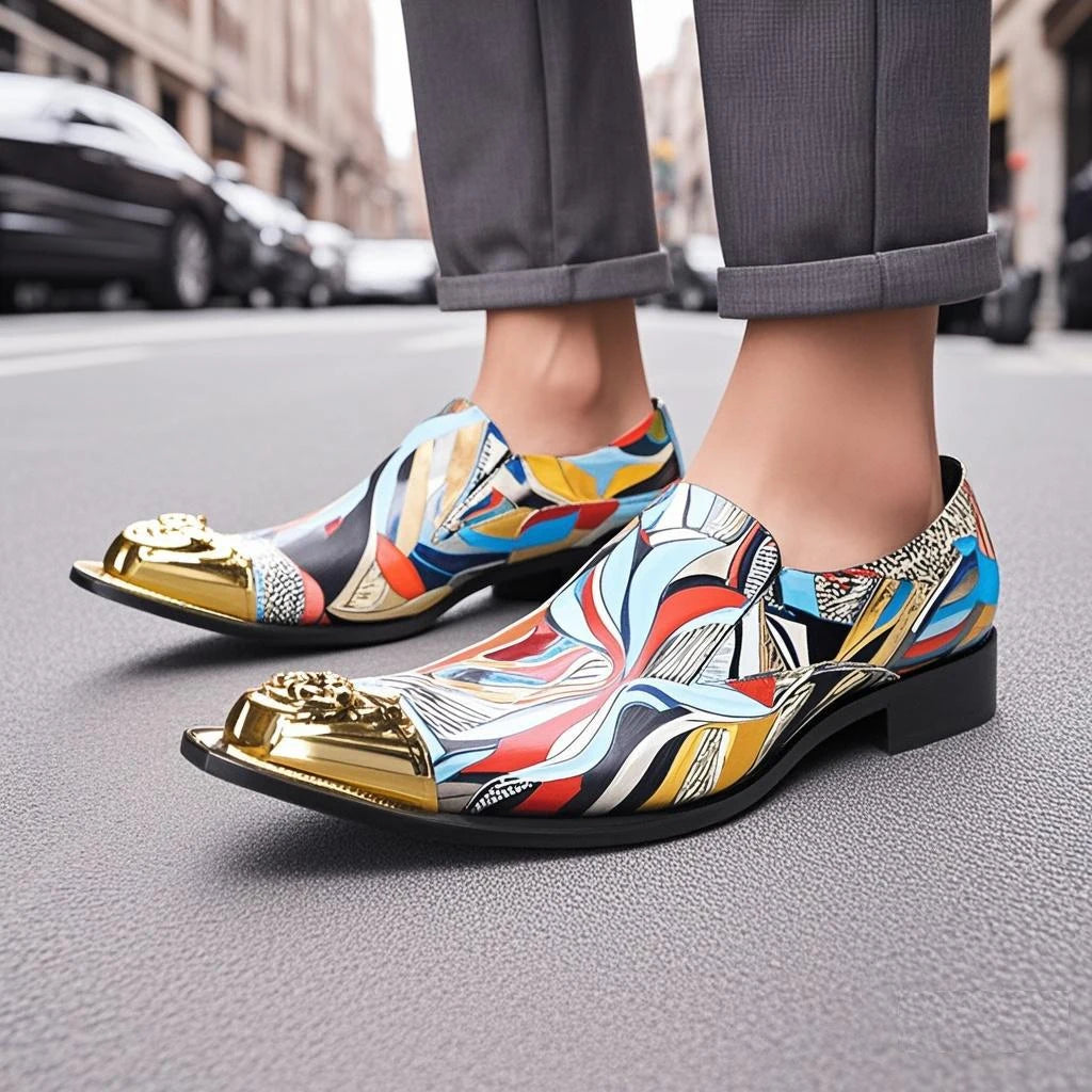 COOGERLOVE Luxury Business Men Dress Shoes Handmade Genuine Leather Slip On Italian Wedding Flats Oxfords Shoes For Men Sapatos