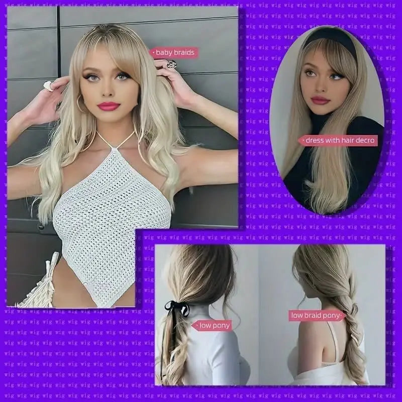 Wigs for women short straight hair wigs heat-resistant synthetic fiber easy to care for daily party stage performance 12 inches