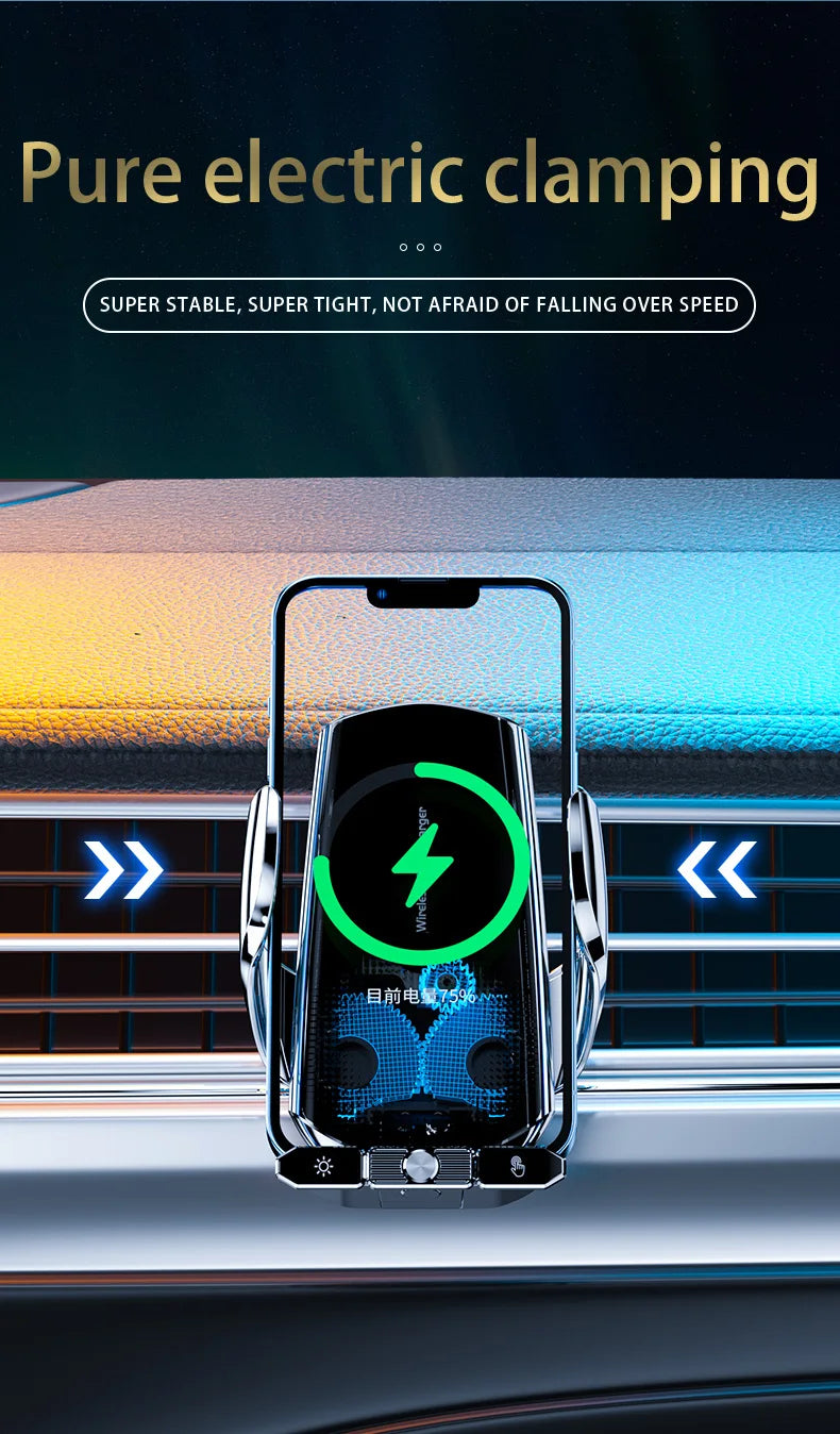Car Phone Holder Wireless Charger For iPhone 12 13 14 15 Pro Max Sucker For Windshield Dashboard Air Vent Fast Charging Station
