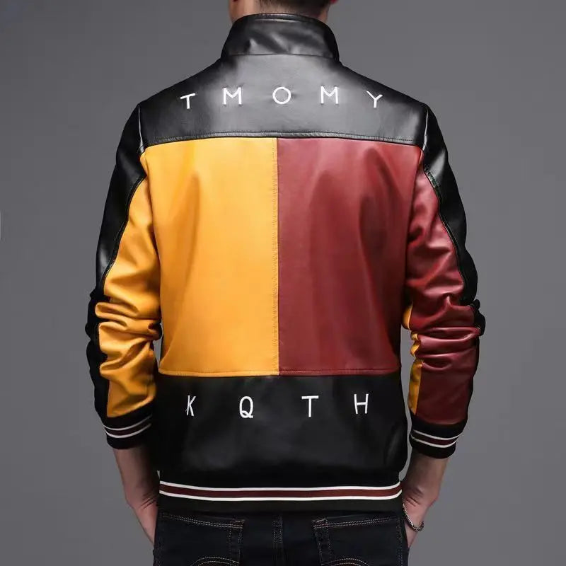 2024 Winter New PU Leather Men's Jackets Winter Fake Fur One Jacket Thickened Warm Turn Collar Coat Men's Padded Leather Jacket