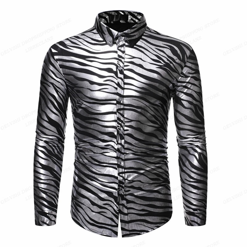 Leopard Hawaii Shirts Men Fashion Shirt Long Sleeve Blouse Lapel Beach Blouse Men Clothing Turn Over Collar Vocation Camisa Teen
