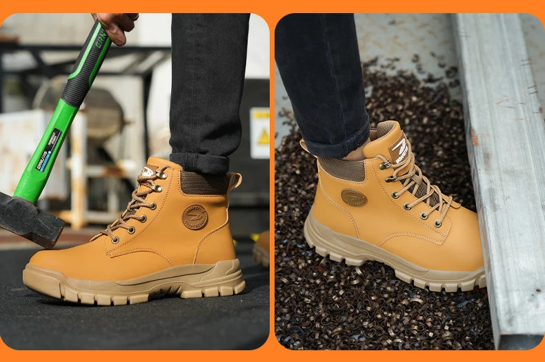 Men Protective Boots Steel Toe Shoes Anti-smash Anti-puncture Work Boots Safety Shoes Indestructible Winter Boots Waterproof