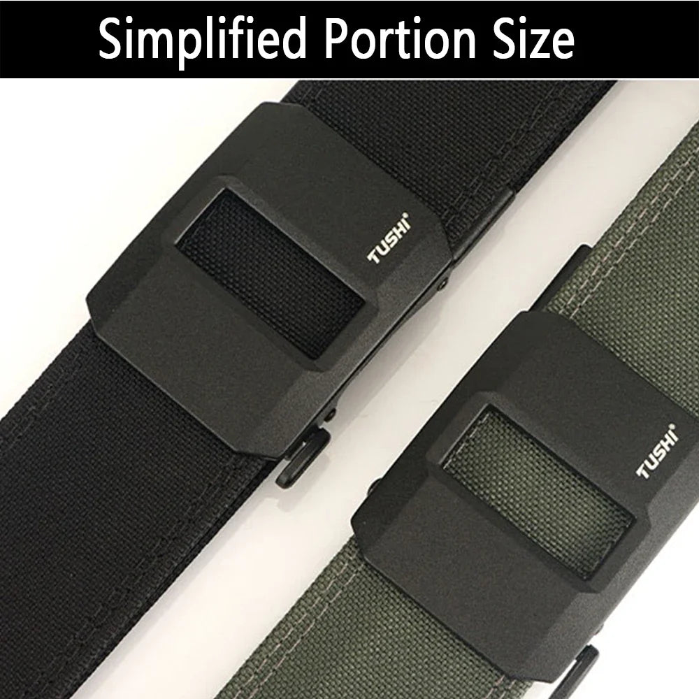 TUSHI Brand 4.3CM Wide double-layer reinforced automatic buckle training quick hanging pistol belt Mens nylon outdoor leisure
