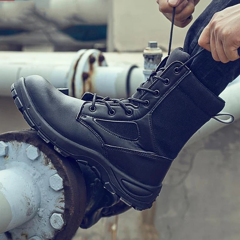 Men's Boots Safety Shoes Men Steel Toe Shoes Winter Boots Men Puncture-Proof Work Shoes Plush Warm Work Safety Boots Male Shoes