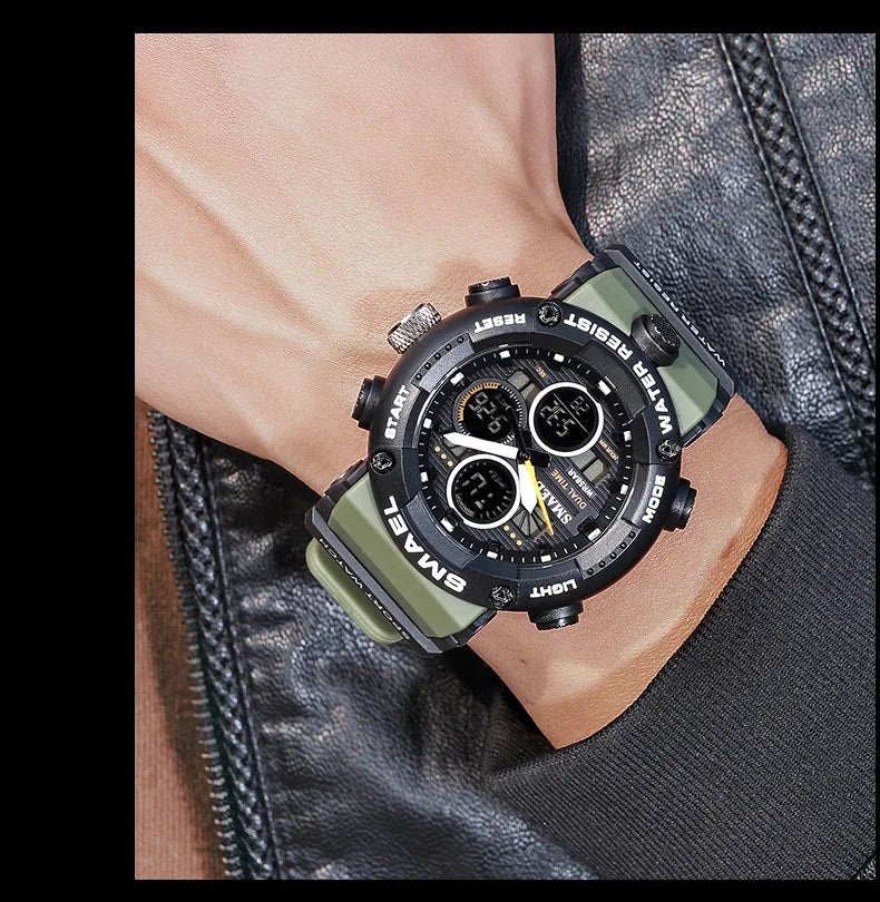 SMAEL Watch Men Waterproof LED Digital Watches Stopwatch Big Dial Clock For Male 8038 Sport Men Watches Quartz