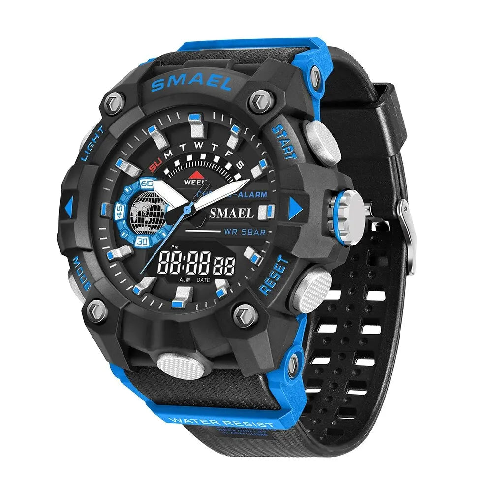SMAEL Fashion Sport Watches Men Shock Resistant 50M Waterproof Wristwatch LED Alarm Stopwatch Clock Military 8040 Men Watch
