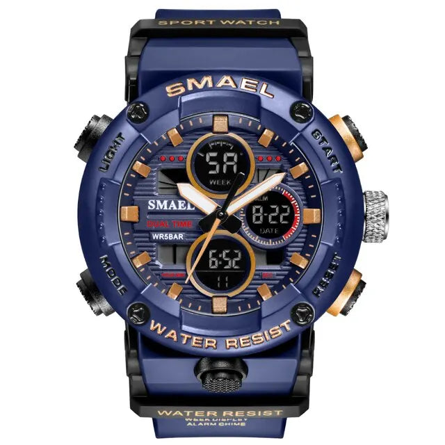 SMAEL Watch Men Waterproof LED Digital Watches Stopwatch Big Dial Clock For Male 8038 Sport Men Watches Quartz