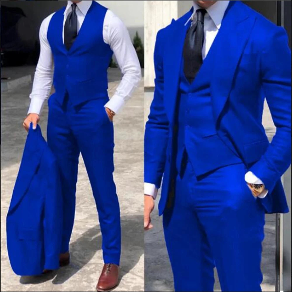 solid color formal business suits Full men's suits Pointed collar Single Breasted high-quality wedding art Graduation