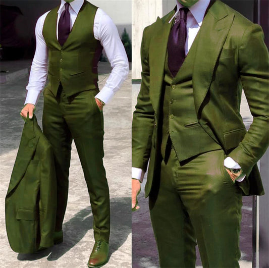 solid color formal business suits Full men's suits Pointed collar Single Breasted high-quality wedding art Graduation