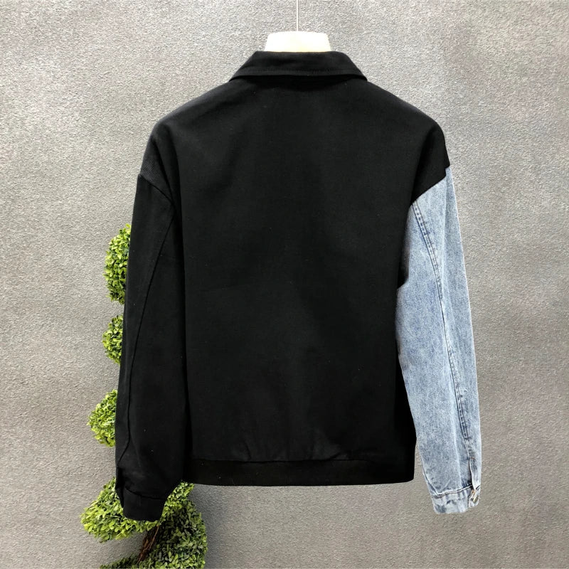 Spring Autumn New Fashion Turn-down Collar Long Sleeve Jackets Men's Clothing Patchwork Button Casual All-match Korean Trend Top