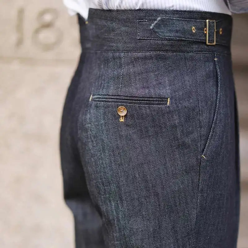 2022 Fashion Mens Dress Pant High Waist Straight Pants Men Spring  Business Versatile Belt Trouser Gentleman Paris Button Pant